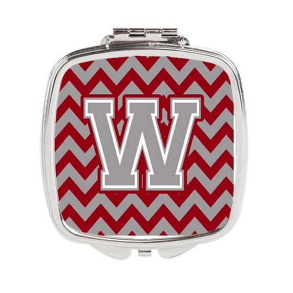 Carolines Treasures Letter W Chevron Crimson and Grey Compact Mirror CJ1043-WSCM